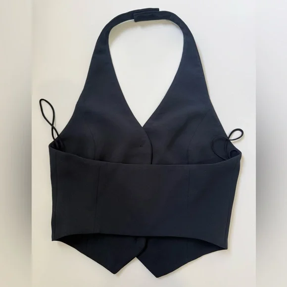 Aritzia Wilfred Vito Vest Crepette Halter Navy Size 2 – Tailored Suiting Top - Picture 4 of 7